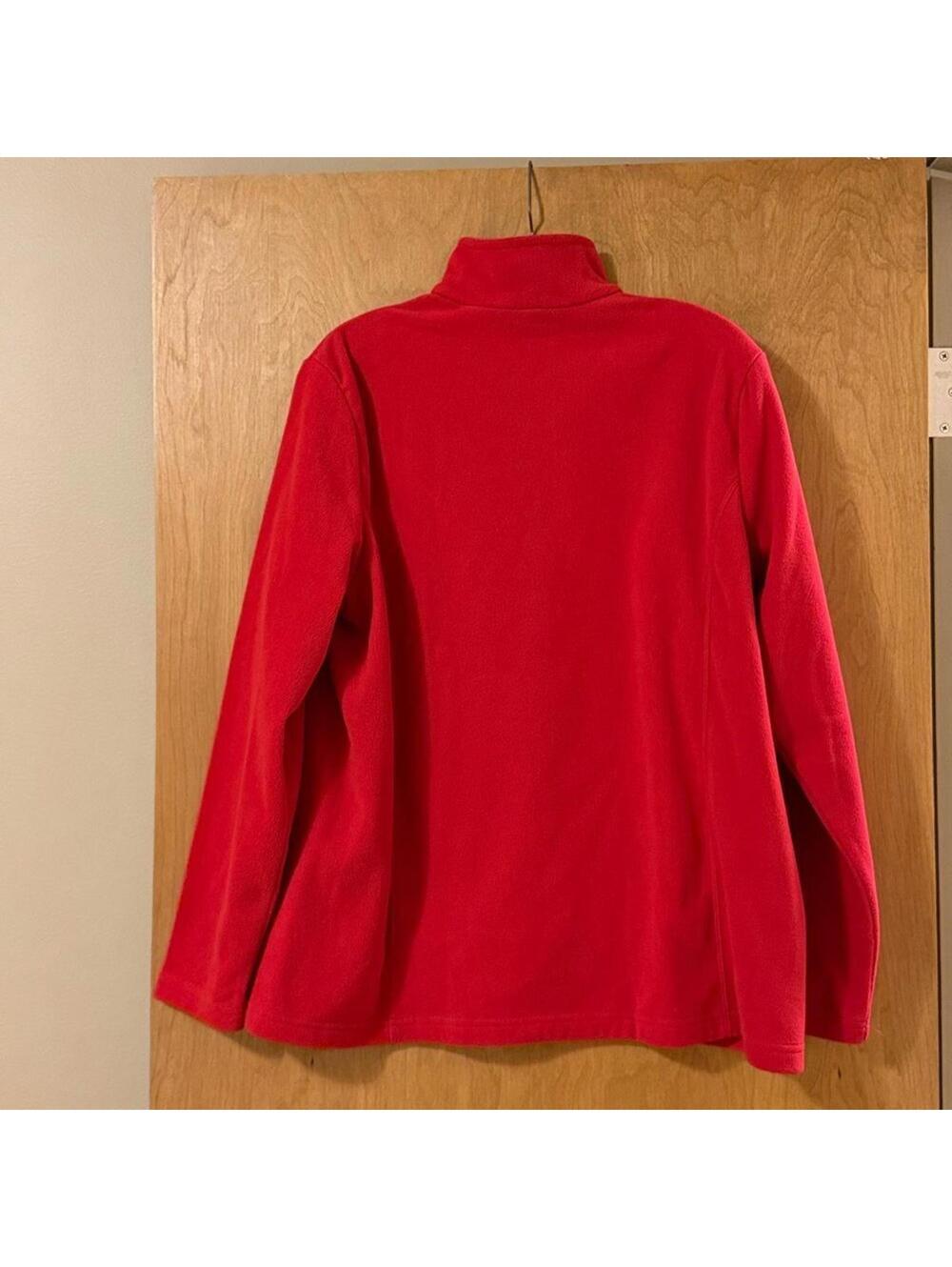 Lands End Women's Bold Red Full Zip Fleece Jacket Size XL Layering Outdoor - Picture 2 of 5